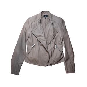 G by Giuliana Vegan Leather Moto Jacket Mauve Asymmetrical Zip Cropped Womens S